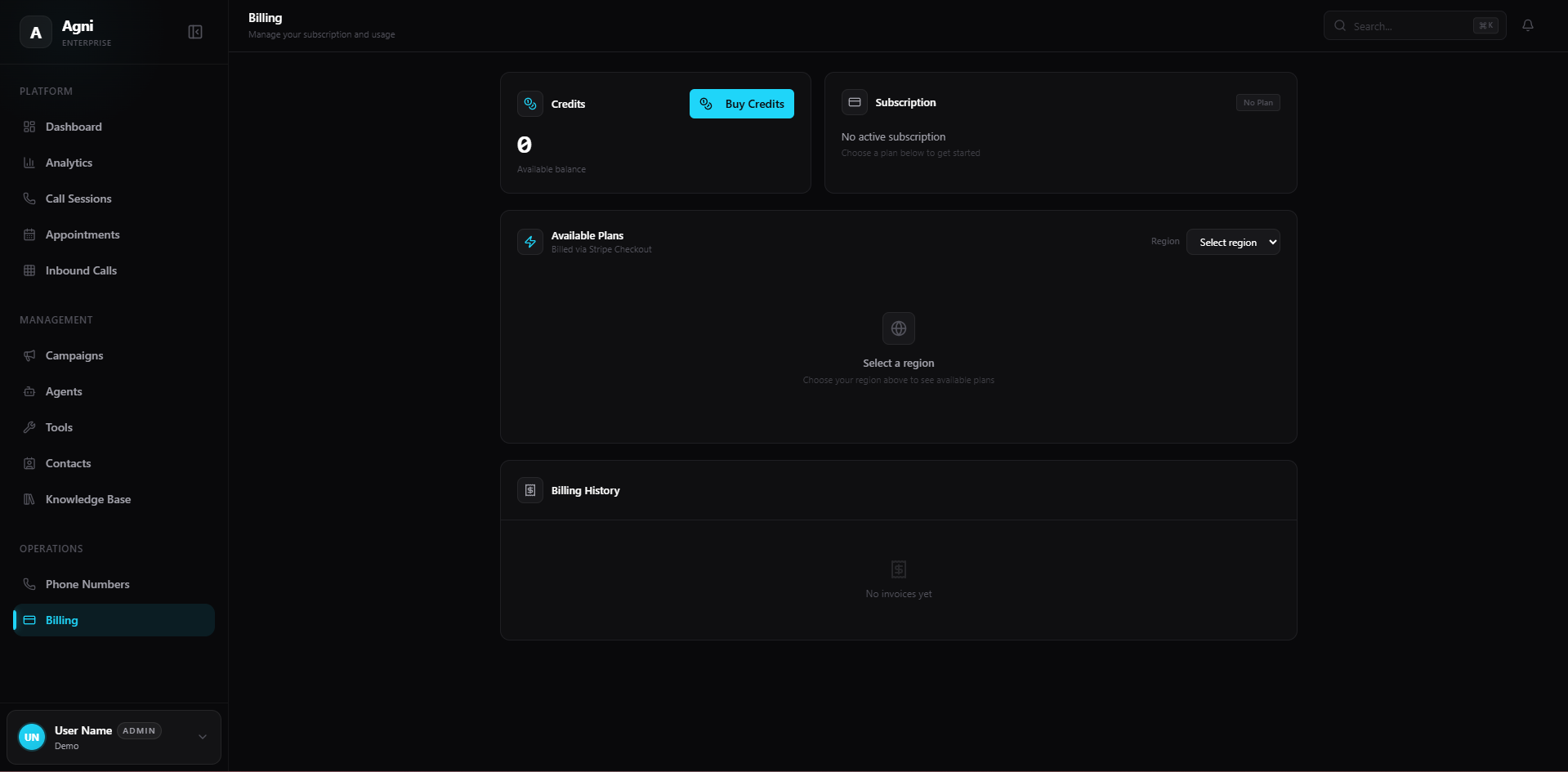 Agni Billing Dashboard